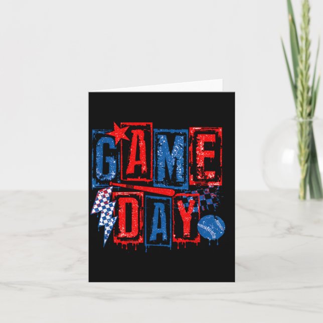 Carte Rétro Baseball Jour de Match à Carreaux (Devant)