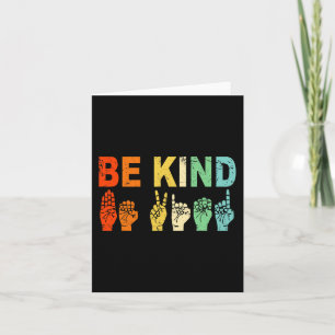Carte Retro Be Kind Main Sign ASL Sensibilisation sur l'