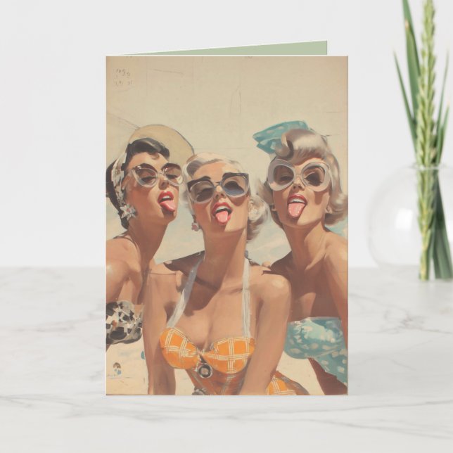 Carte Retro Beach Pin-Up Vibes (Devant)