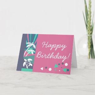 Carte Retro Beach Sunset Heureux voeux d'anniversaire