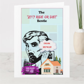 Carte Retro Bestie, Best Friend, Funny Galentine’s Card