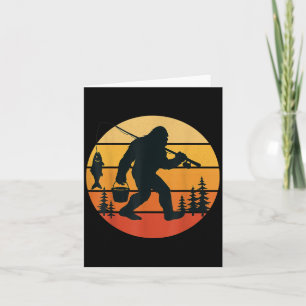Carte Retro Bigfoot Sasquatch Pêche Cadeaux Drôles Papa 