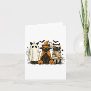 Carte Retro Black Chat sorcière effrayante Halloween Cit