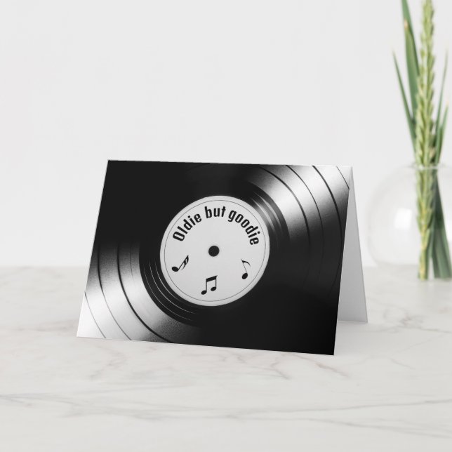 Carte Retro Black Vinyl LP Record Pour Anniversaire (Devant)