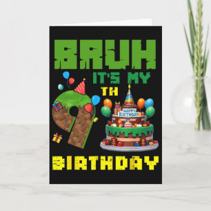 Carte Retro Bruh C'est mon anniversaire Pixel Cake Gamer