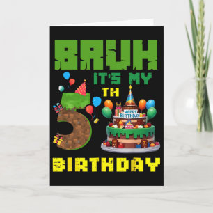 Carte Retro Bruh C'est mon anniversaire Pixel Cake Gamer