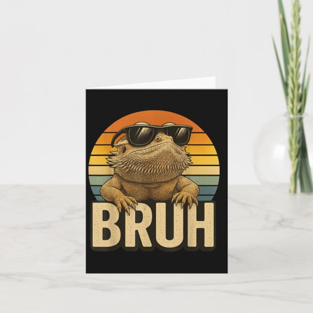 Carte Retro Bruh Lizard perché dragon amusant Vintage (Devant)