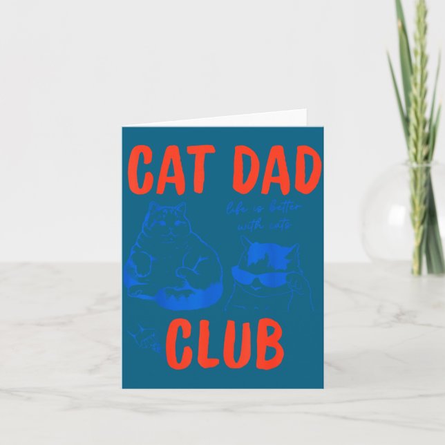Carte Retro Cat Dad Club Life Is Better With Cats Funny  (Devant)