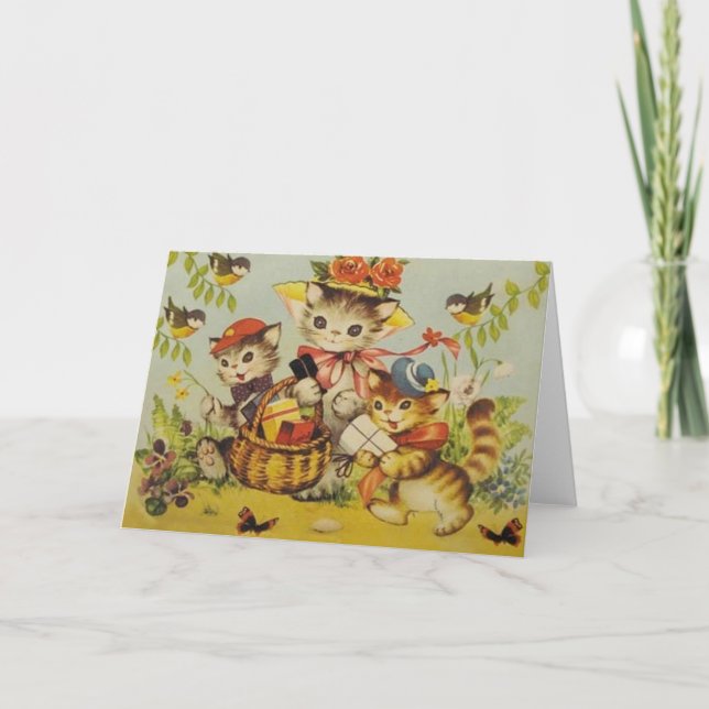 Carte Rétro Cat Family (Devant)