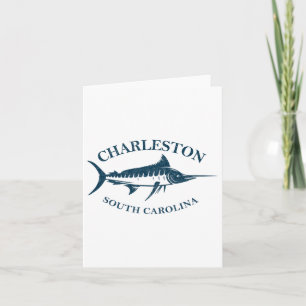 Carte Retro Charleston Caroline du Sud Pêche Vintage Bo