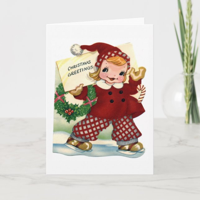 Carte "Retro Child Christmas Greming" (Devant)