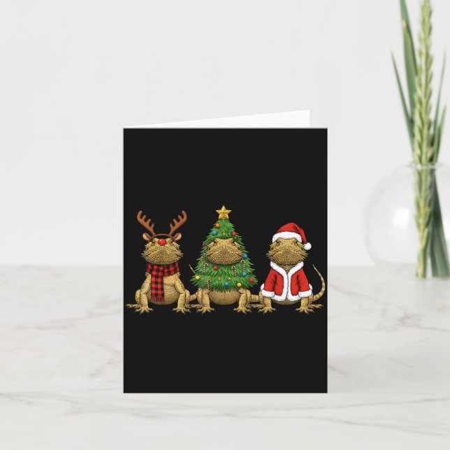 Carte Retro Christmas Bearded Dragon Santa Reindeer  (Devant)