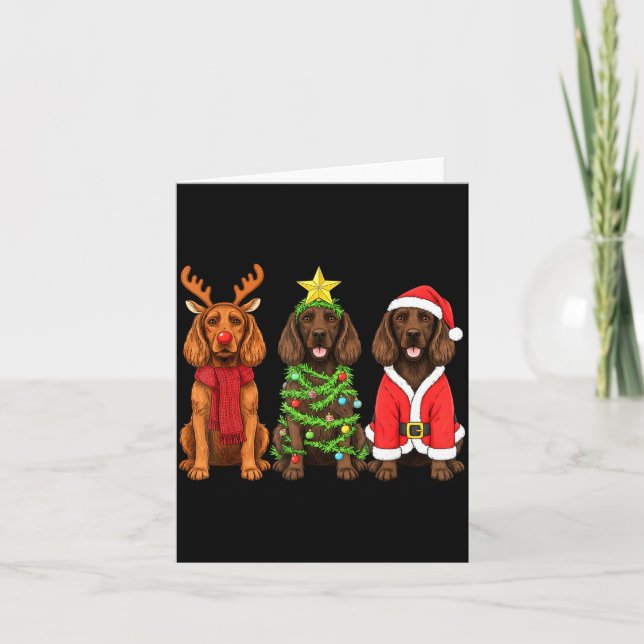 Carte Retro Christmas Boykin Spaniel Santa Reindeer Dog  (Devant)
