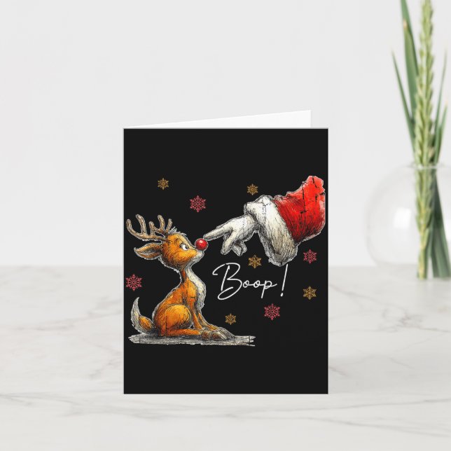 Carte Retro Christmas Cartoon Boop, Christmas Reindeer  (Devant)