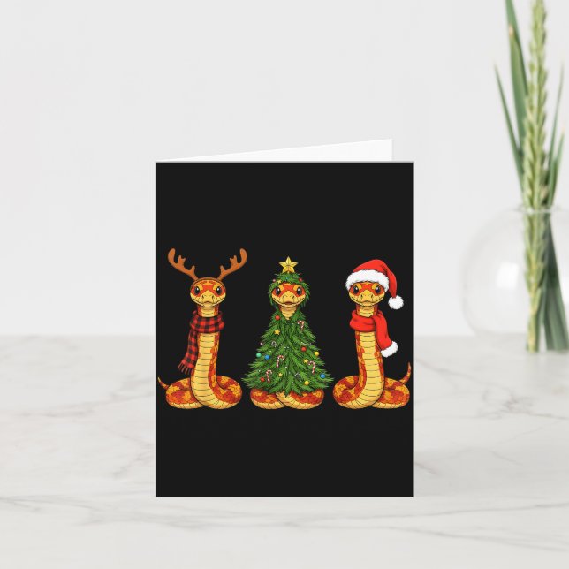 Carte Retro Christmas Corn Snake Santa Reindeer  (Devant)