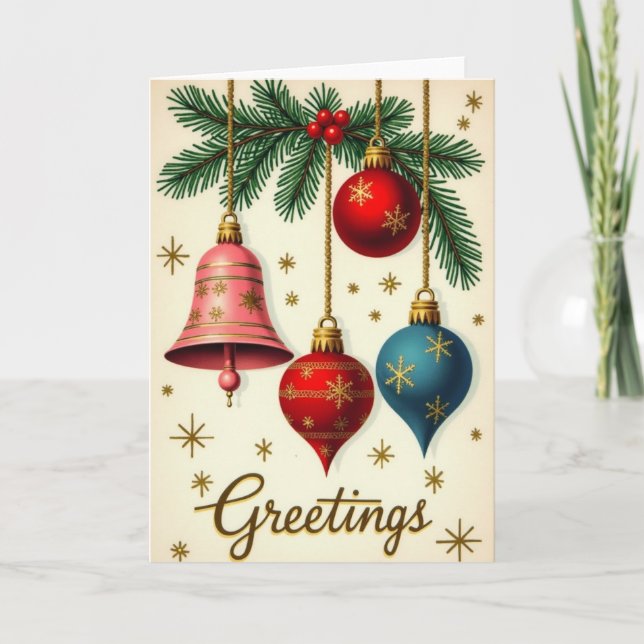 Carte Retro Christmas Greetings Card (Devant)