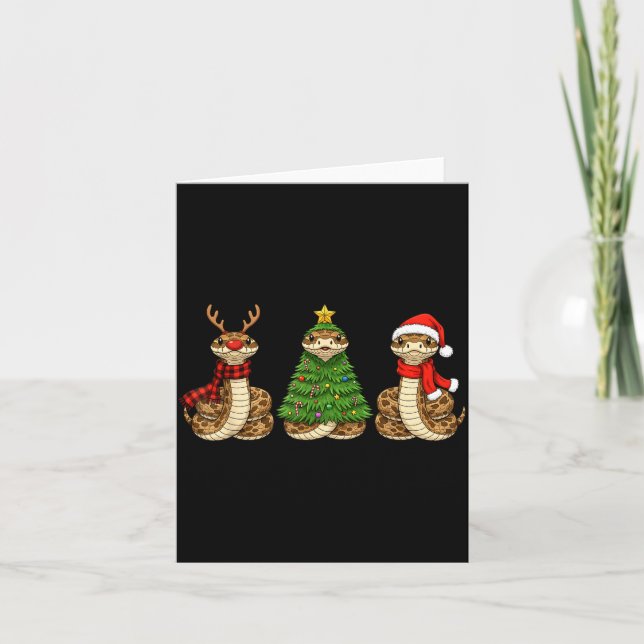 Carte Retro Christmas Hognose Snake Santa Reindeer  (Devant)