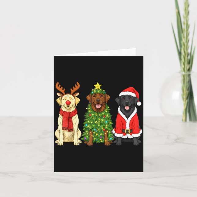 Carte Retro Christmas Labrador Retriever Santa Reindeer  (Devant)