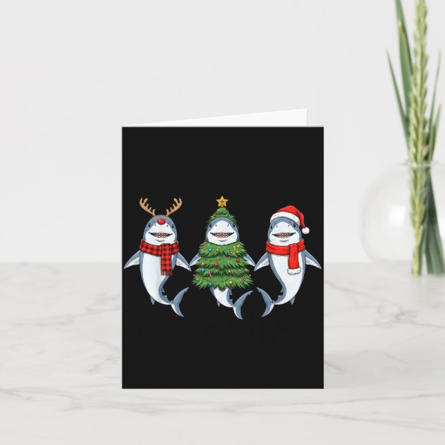 Carte Retro Christmas Shark Santa Reindeer  (Devant)