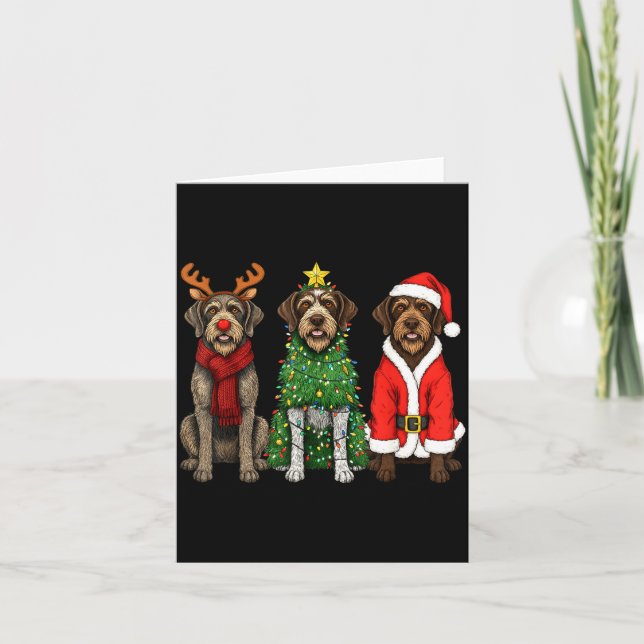 Carte Retro Christmas Wirehaired Inting Griffon Santa Re (Devant)