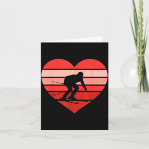 Carte Retro cœur ski vintage valentin femmes