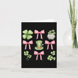 Carte Retro Coquette Bow Shamrock Jour de la Saint Patri