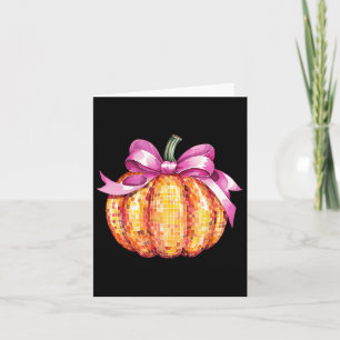 Carte Retro Coquette Citrouille rose Bow automne Thankgi