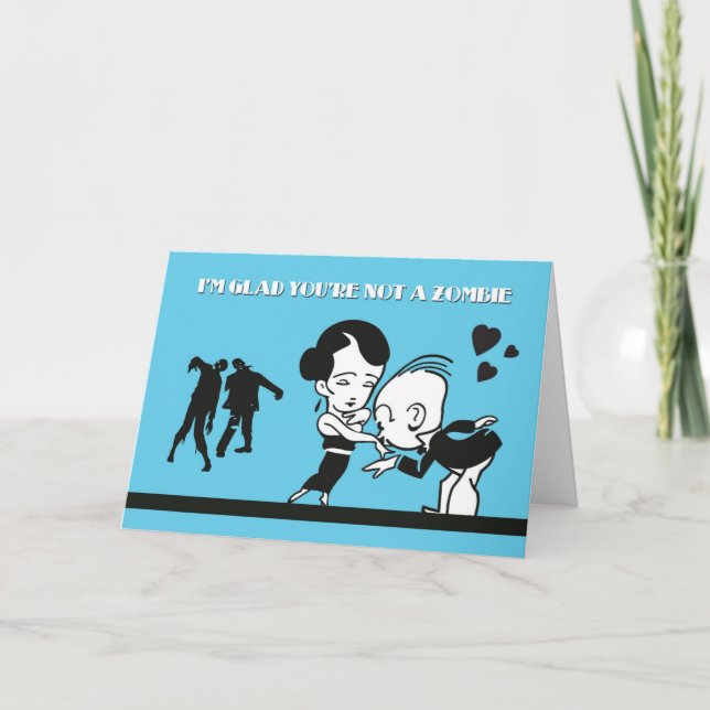 Carte Retro Couple & Zombie Valentine (Devant)