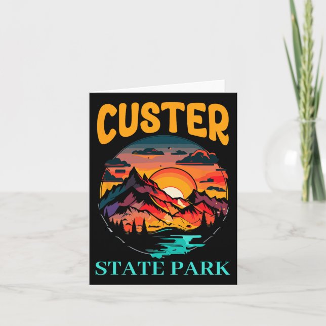 Carte Retro Custer State Park Camping extérieur Randonné (Devant)