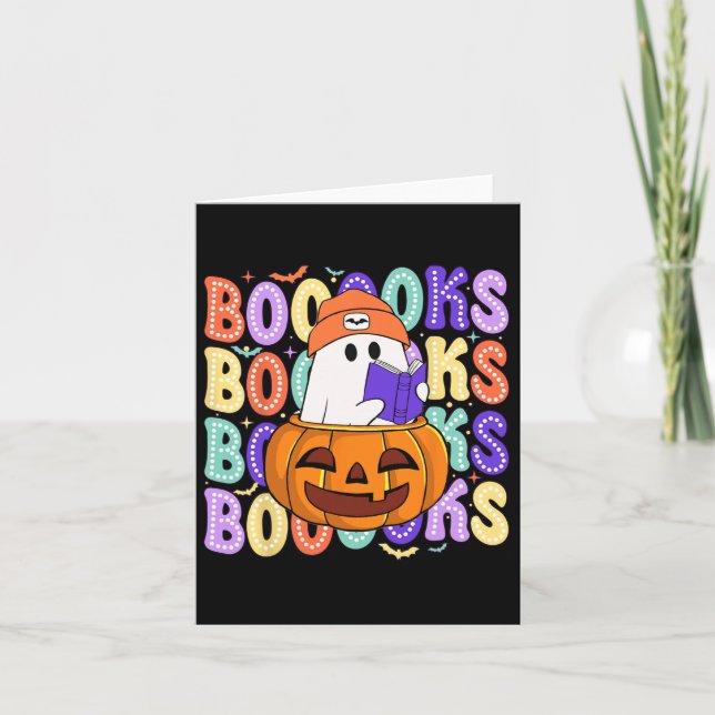 Carte Retro Cute Ghost Enseignant Halloween Librairie Li (Devant)