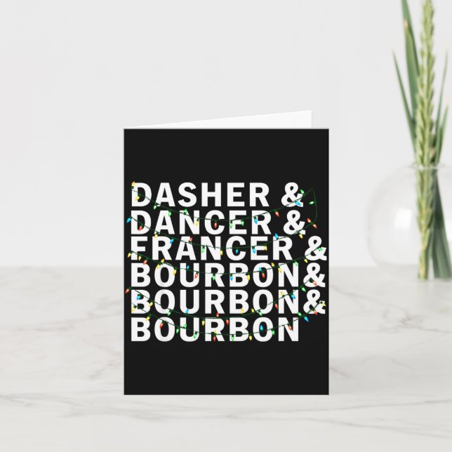 Carte Retro Dasher Dancer Prancer Bourbon Christmas Funn (Devant)