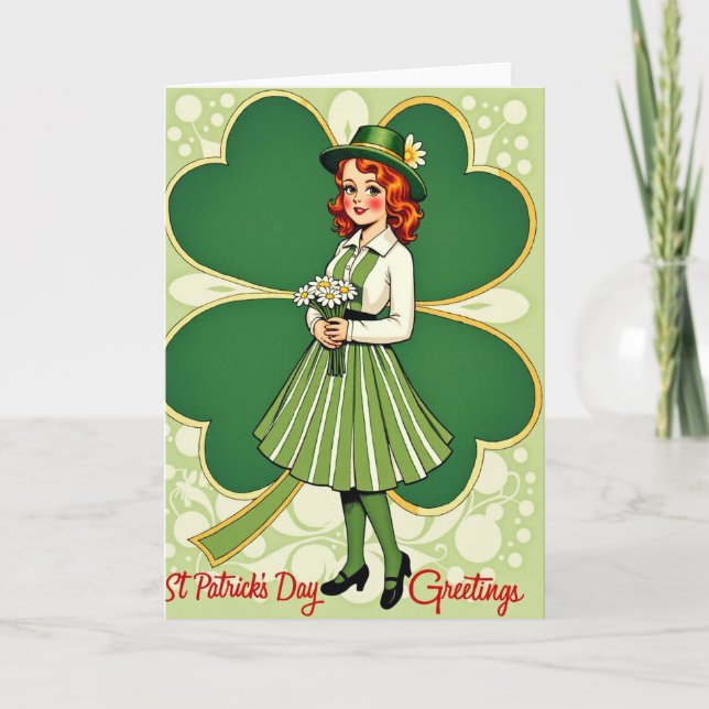 Carte Rétro de Femme pour la Saint-Patrick (Devant)