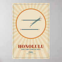 Carte Rétro de l'Aéroport de Honolulu HNL | Poster