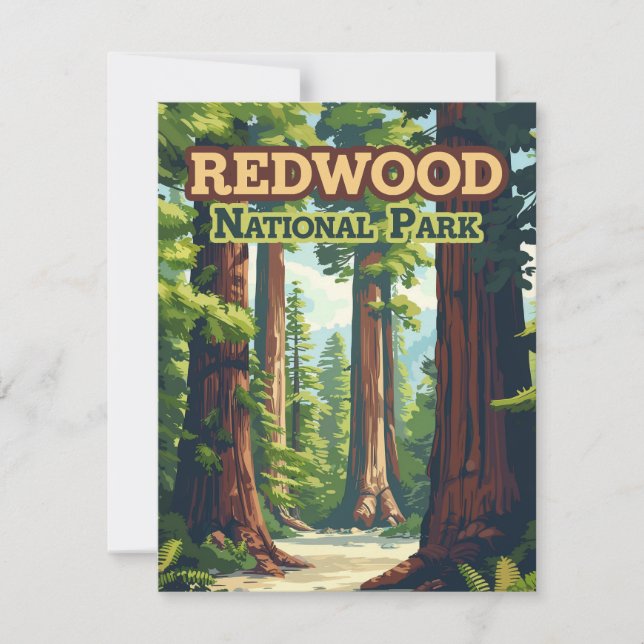 Carte Retro de Redwood National Park California Tr (Devant)