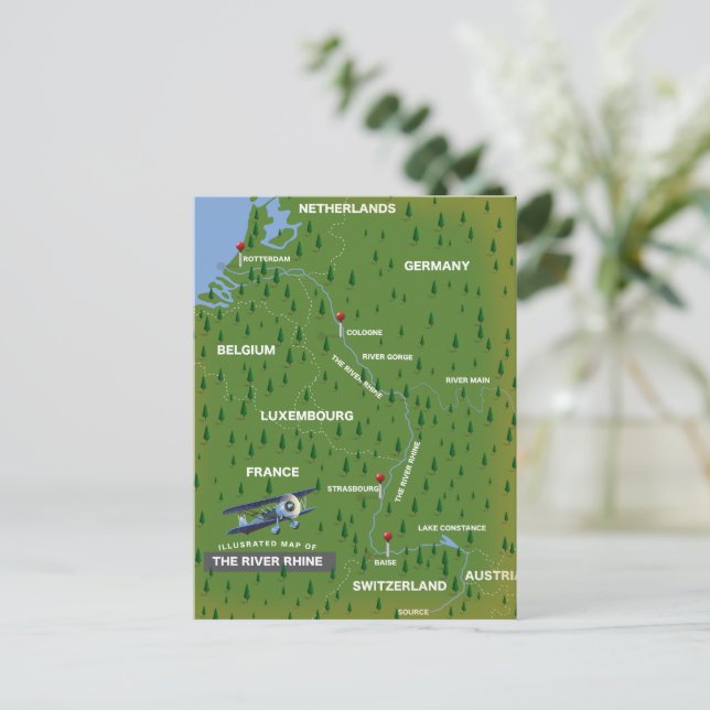 Carte rétro de voyage du Rhin. Carte postale (Debout devant)