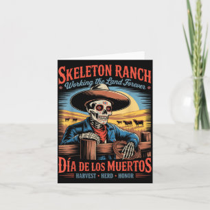 Carte Retro Día De Los Muertos Cowboy Fermier