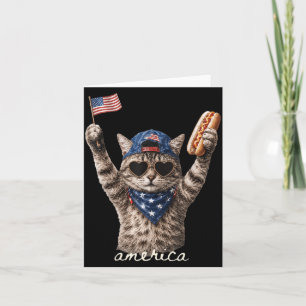 Carte Rétro Drôle Amérique Chat Amateurs De Hot Dog Patr