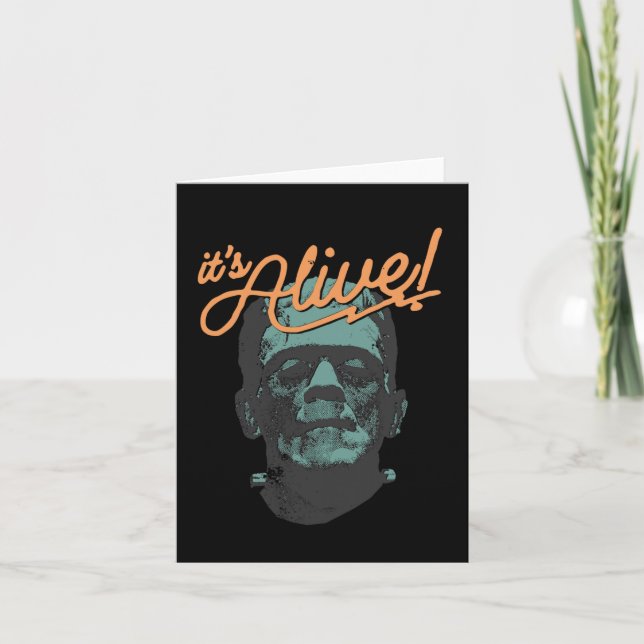 Carte Rétro Drôle C'est Vivant Monstre De Frankenstein S (Devant)