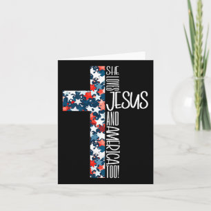 Carte Rétro Elle Aime Jésus Et L'Amérique Aussi 4 Juille