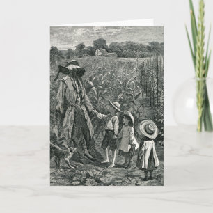 Carte Rétro épouvantail et enfants de Halloween