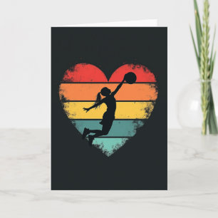 Carte Rétro Féminine Basket-ball Cœur