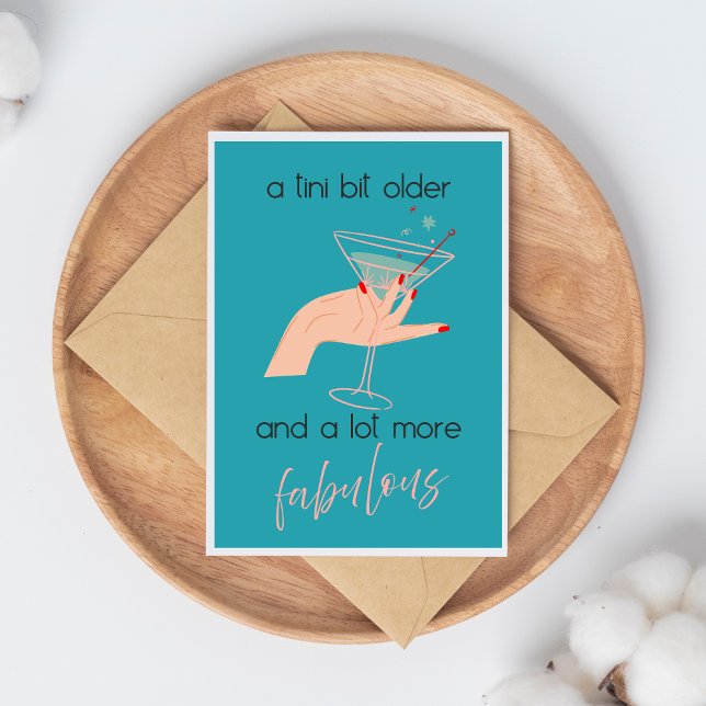 Carte Rétro Féminine Martini Bleu Un Peu Plus Âgée (Créateur téléchargé)