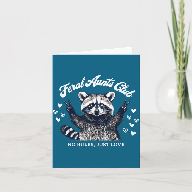 Carte Retro Feral Aunts Club Raccoon Auntie Pregnancy An (Devant)