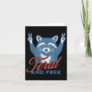 Carte Retro Feral Et Free Quart 4 juillet Raccoon Me