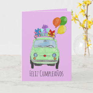 Carte Retro Fiat 500 pour l'anniversaire espagnol