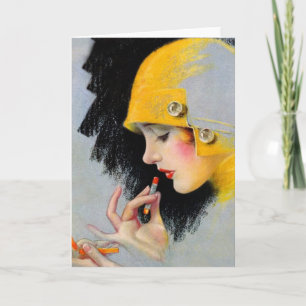 Carte Rétro fille vintage de rouge à lèvres des femmes