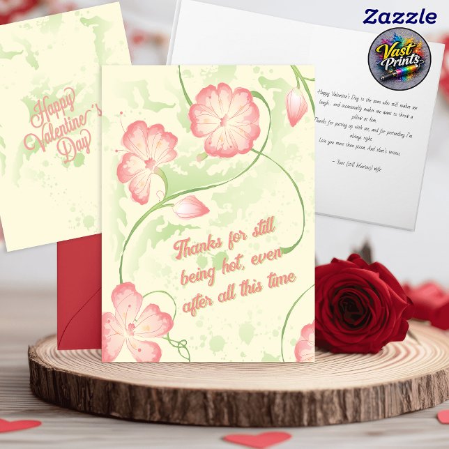 Carte Rétro Floral Drôle de Mari Saint-Valentin (Retro Floral Funny Husband Valentine's Day Card)