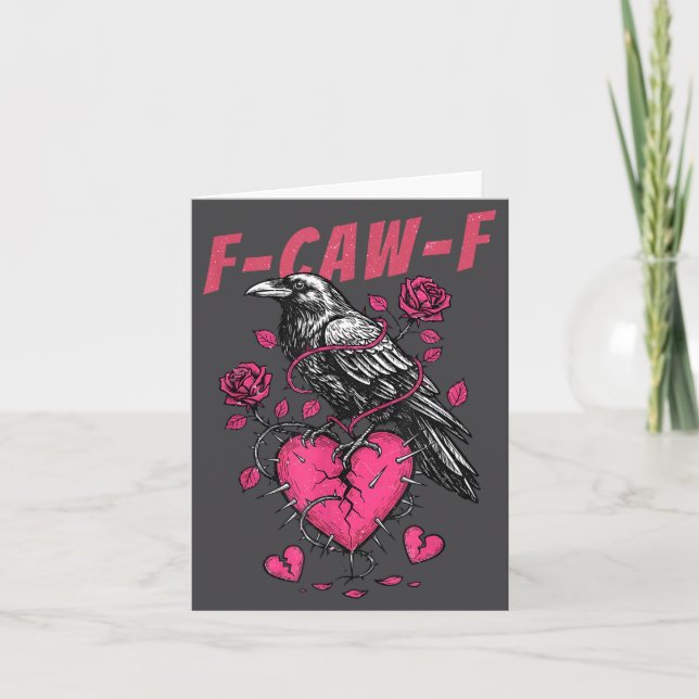 Carte Retro Floral Heart Raven F-caw-f Anti Valentin's D (Devant)