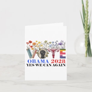 Carte Retro Floral Vote Obama 2028 Oui Nous Pouvons À No