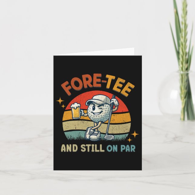 Carte Retro Fore Tee Golf Anniversaire fête 40e annivers (Devant)